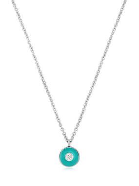 Ania Haie Sterling Silver Teal Enamel Disc Pendant Necklace
